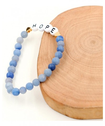 Faith Brave Love Inspirational Bracelets, Natural Matte Aventurine Beads Bracelet 17cm/6.7inch HOPE-blue $8.99 Bracelets