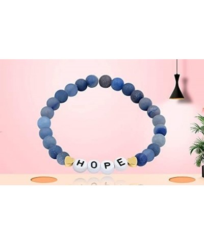 Faith Brave Love Inspirational Bracelets, Natural Matte Aventurine Beads Bracelet 17cm/6.7inch HOPE-blue $8.99 Bracelets