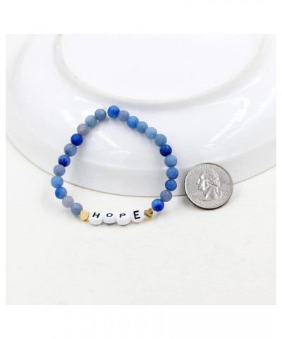 Faith Brave Love Inspirational Bracelets, Natural Matte Aventurine Beads Bracelet 17cm/6.7inch HOPE-blue $8.99 Bracelets