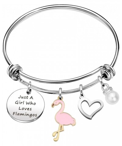 Motivational Flamingo Gift for Women Just A Girl Who Loves Flamingos Bracelet Flamingo Lovers Jewelry Family BFF Gift Flaming...