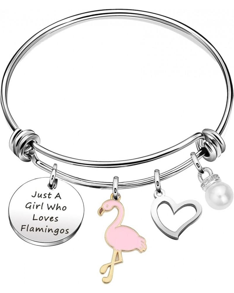 Motivational Flamingo Gift for Women Just A Girl Who Loves Flamingos Bracelet Flamingo Lovers Jewelry Family BFF Gift Flaming...