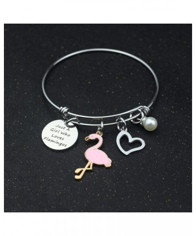 Motivational Flamingo Gift for Women Just A Girl Who Loves Flamingos Bracelet Flamingo Lovers Jewelry Family BFF Gift Flaming...