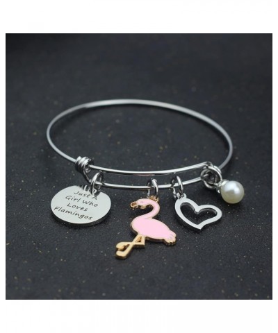 Motivational Flamingo Gift for Women Just A Girl Who Loves Flamingos Bracelet Flamingo Lovers Jewelry Family BFF Gift Flaming...