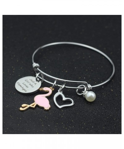 Motivational Flamingo Gift for Women Just A Girl Who Loves Flamingos Bracelet Flamingo Lovers Jewelry Family BFF Gift Flaming...