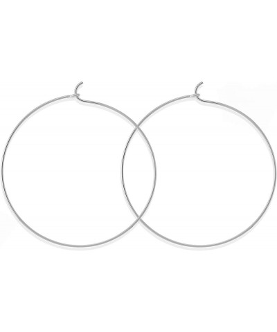 Jewelry Sterling Silver Wire Hoop Earrings 1 7/8 Inch Hoop $11.20 Earrings