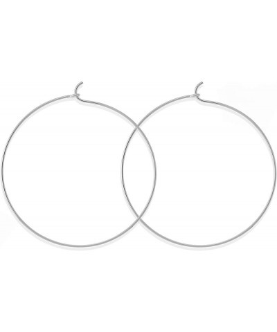 Jewelry Sterling Silver Wire Hoop Earrings 1 7/8 Inch Hoop $11.20 Earrings