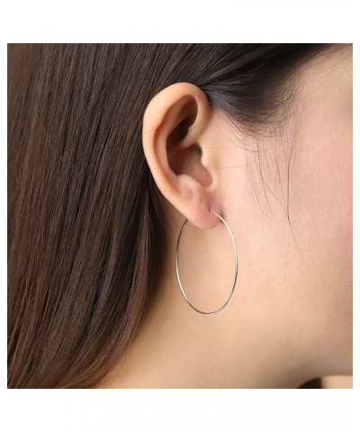 Jewelry Sterling Silver Wire Hoop Earrings 1 7/8 Inch Hoop $11.20 Earrings