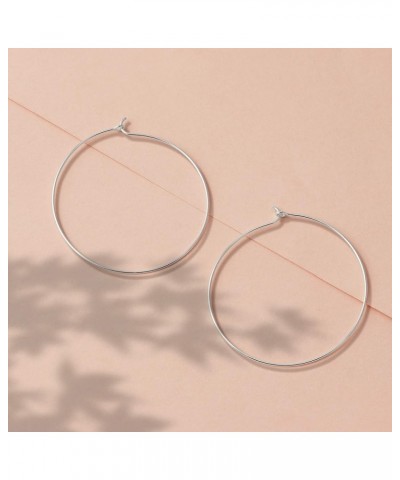 Jewelry Sterling Silver Wire Hoop Earrings 1 7/8 Inch Hoop $11.20 Earrings