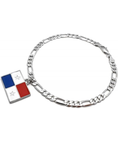 Women's Flag Pendant 5mm 10" Figaro Chain Ankle Bracelet Anklet Panama/Silver-Tone $9.45 Anklets