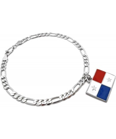 Women's Flag Pendant 5mm 10" Figaro Chain Ankle Bracelet Anklet Panama/Silver-Tone $9.45 Anklets