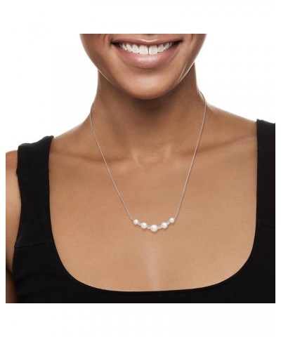 5-7mm Cultured Pearl Necklace With Diamond Accents in Sterling Silver 18.0 Inches $43.70 Necklaces