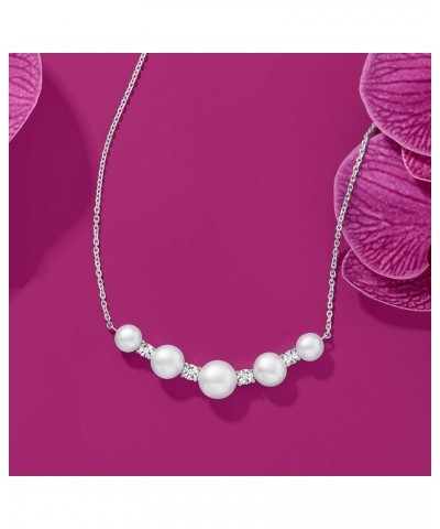 5-7mm Cultured Pearl Necklace With Diamond Accents in Sterling Silver 18.0 Inches $43.70 Necklaces