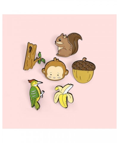 Novelty Enamel Brooch Squirrel Monkey Banana Cartoon Animals Lapel Pins Decoration for Women Boys Girls Men Backpacks Jackets...