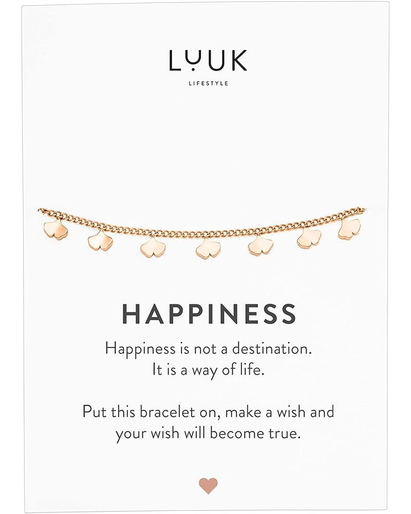 Stainless steel bracelet with pendant and HAPPINESS card, filigree and minimalist women's jewelry, unique gift idea, lucky ch...