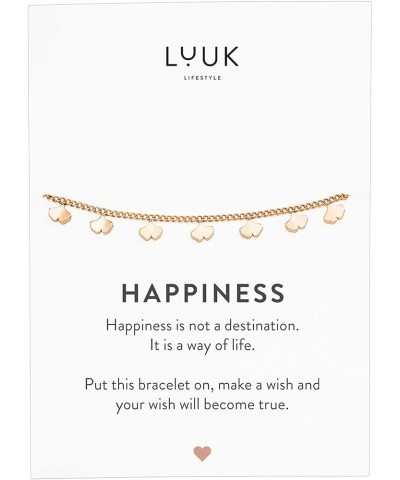 Stainless steel bracelet with pendant and HAPPINESS card, filigree and minimalist women's jewelry, unique gift idea, lucky ch...