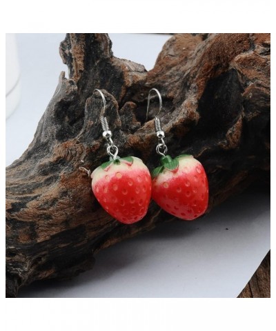 Strawberry Earrings for Women, Cute Fruit Strawberry Acrylic Earrings for Girls, Red Strawberry Dangle Earrings Hypoallergeni...