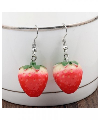 Strawberry Earrings for Women, Cute Fruit Strawberry Acrylic Earrings for Girls, Red Strawberry Dangle Earrings Hypoallergeni...