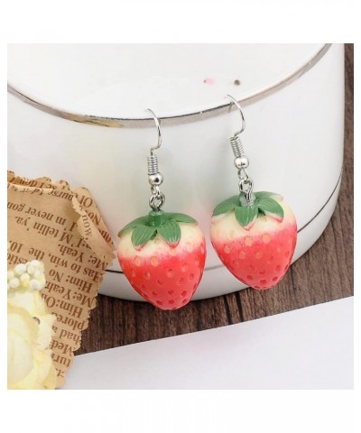 Strawberry Earrings for Women, Cute Fruit Strawberry Acrylic Earrings for Girls, Red Strawberry Dangle Earrings Hypoallergeni...