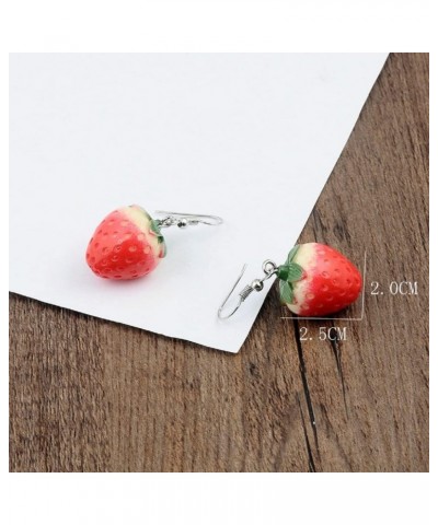 Strawberry Earrings for Women, Cute Fruit Strawberry Acrylic Earrings for Girls, Red Strawberry Dangle Earrings Hypoallergeni...