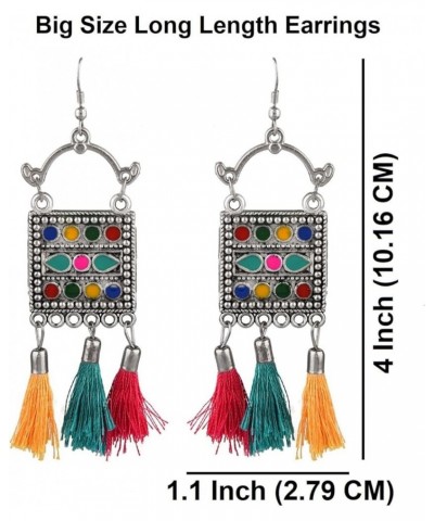 Indian Oxidized Jewelry Boho Vintage Tribal Antique Crystal Dangle Faux Pearl Drop Statement Earrings for Women Multipack 2 $...