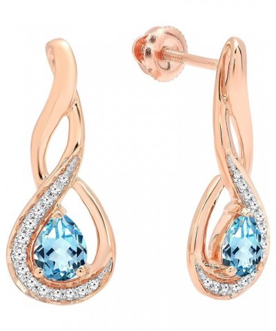 5X4 MM Each Pear Gemstone & Round Diamond Ladies Infinity Teardrop Earrings, Available In 10K/14K/18K Gold Blue Topaz in 14K ...