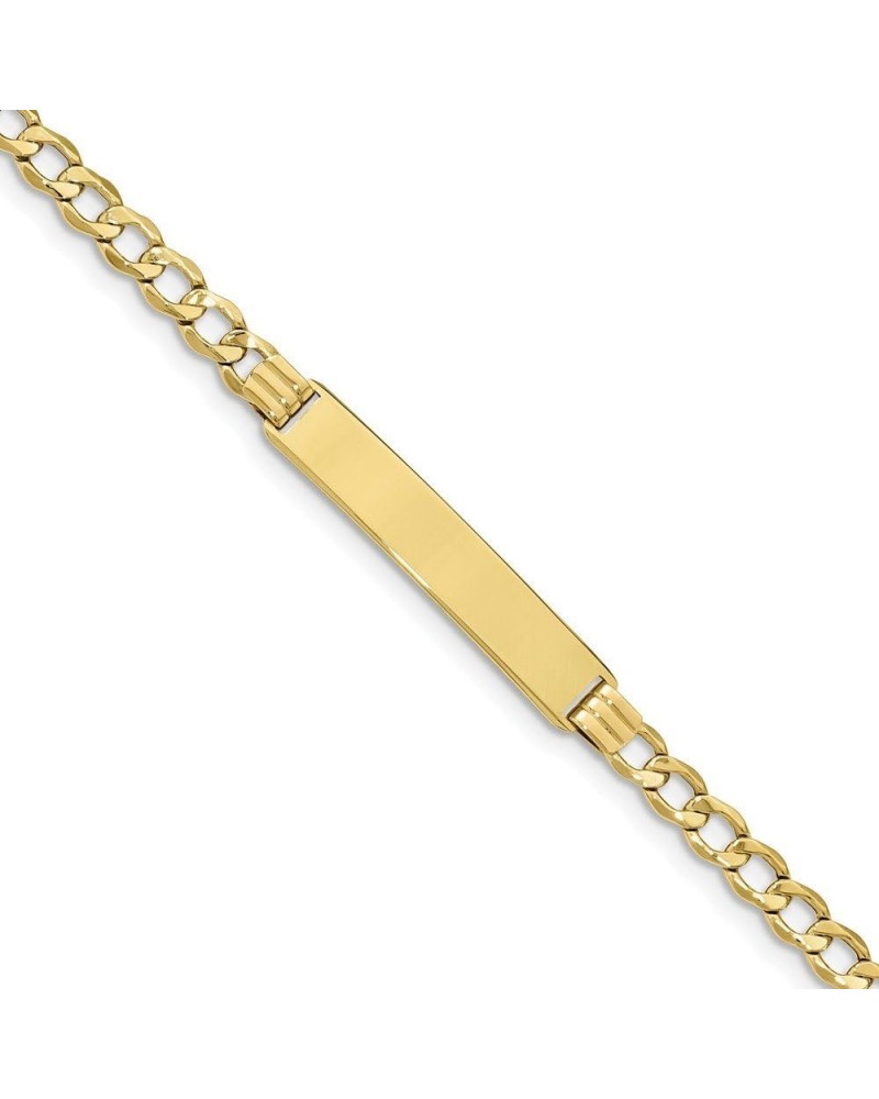 10k Yellow Gold Curb Cuban Link ID Bracelet Engravable Identification Name Bar Tag - with Secure Lobster Lock Clasp 7" (Width...