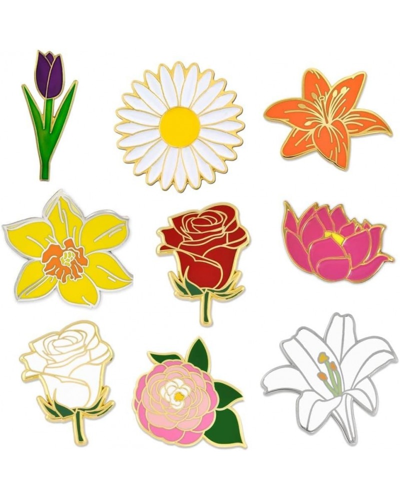 Flower Trendy Enamel Lapel Pin 9pc Pin Set Set of 9 $17.64 Others