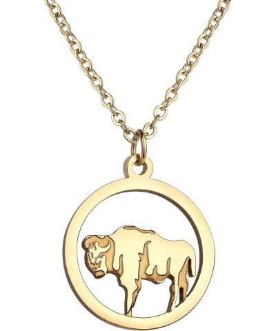 Animal Necklace for Women Silver Gold Plated Wildlife Nature Animal Pendant Circle Necklace Bear Moose Deer Elk Necklace Natu...