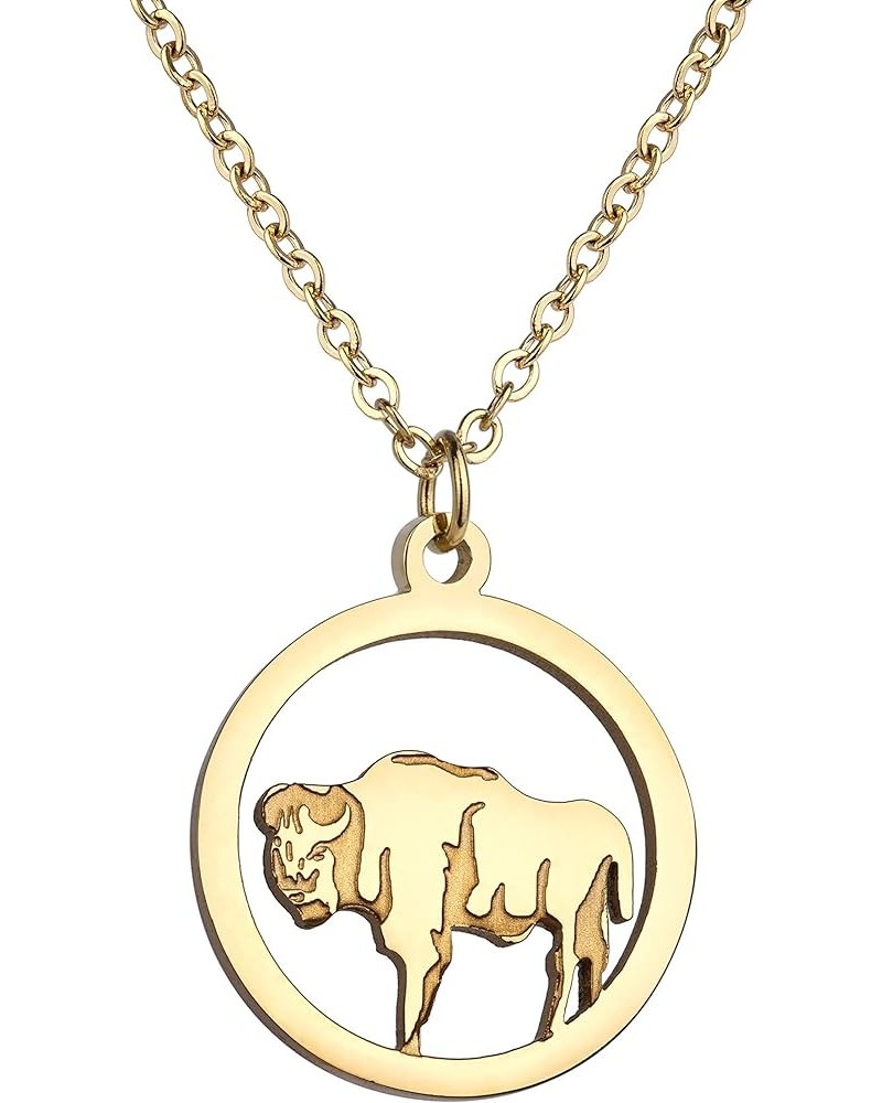 Animal Necklace for Women Silver Gold Plated Wildlife Nature Animal Pendant Circle Necklace Bear Moose Deer Elk Necklace Natu...