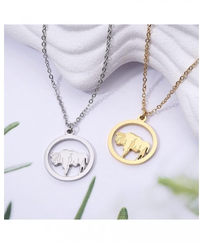 Animal Necklace for Women Silver Gold Plated Wildlife Nature Animal Pendant Circle Necklace Bear Moose Deer Elk Necklace Natu...