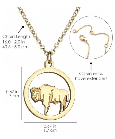 Animal Necklace for Women Silver Gold Plated Wildlife Nature Animal Pendant Circle Necklace Bear Moose Deer Elk Necklace Natu...