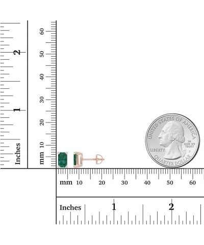 14K Gold Plated 925 Sterling Silver Hypoallergenic 7x5mm Emerald Cut Prong Set Genuine Birthstone Solitaire Screwback Stud Ea...