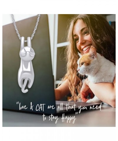 925 Sterling Silver Cat Necklaces Cat Jewelry for Women Gifts for Cat Lovers Gift For Her Cat Pendant Collarbone Necklace Fly...