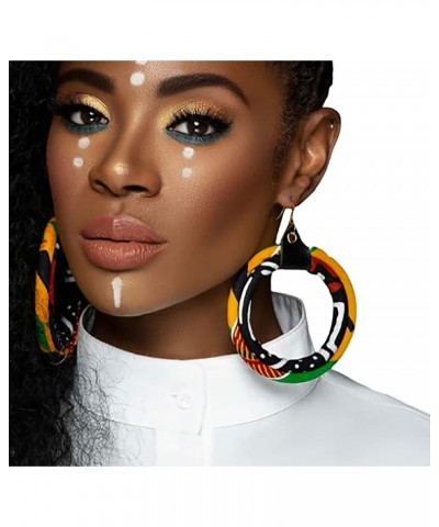 Red Black Yellow Green African Hoop Earrings | Kente Print Earrings | Mud cloth print Earrings | Afrocentric Earrings $16.56 ...