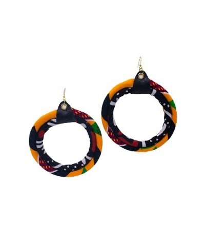 Red Black Yellow Green African Hoop Earrings | Kente Print Earrings | Mud cloth print Earrings | Afrocentric Earrings $16.56 ...