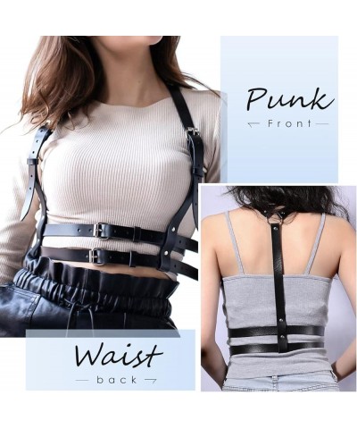 Punk Waist Leather Chain Belt Harness Strappy Adjustable Body Accessories Double Belt $11.39 Body Jewelry