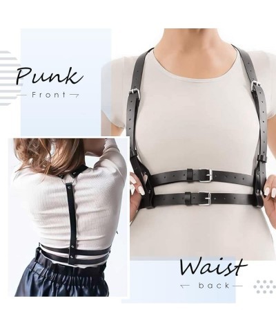 Punk Waist Leather Chain Belt Harness Strappy Adjustable Body Accessories Double Belt $11.39 Body Jewelry