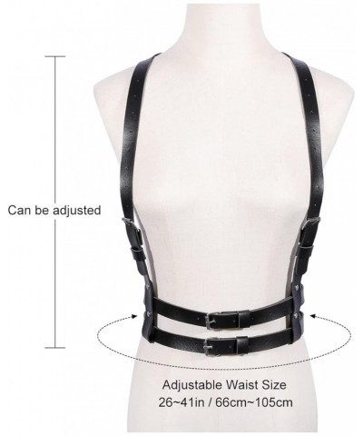 Punk Waist Leather Chain Belt Harness Strappy Adjustable Body Accessories Double Belt $11.39 Body Jewelry