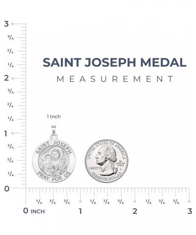 Saint Joseph Religious Medal - in Sterling Silver and 10K or 14K Gold 3/4 x 3/4 Inch Medal With Engraving Solid 10k White Gol...