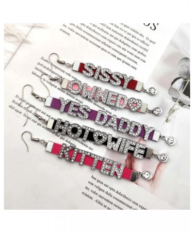 Sexy Personalized Custom Earrings For Women Girls Rhinestone Customized Name Letters Hotwife Drop Earrings Fashion Jewelry Gi...