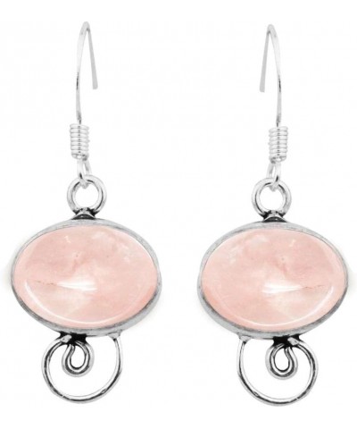 Gemstone Dangle Earrings For Women, Handmade Dangle Earrings For Women Rose Quartz $9.89 Earrings