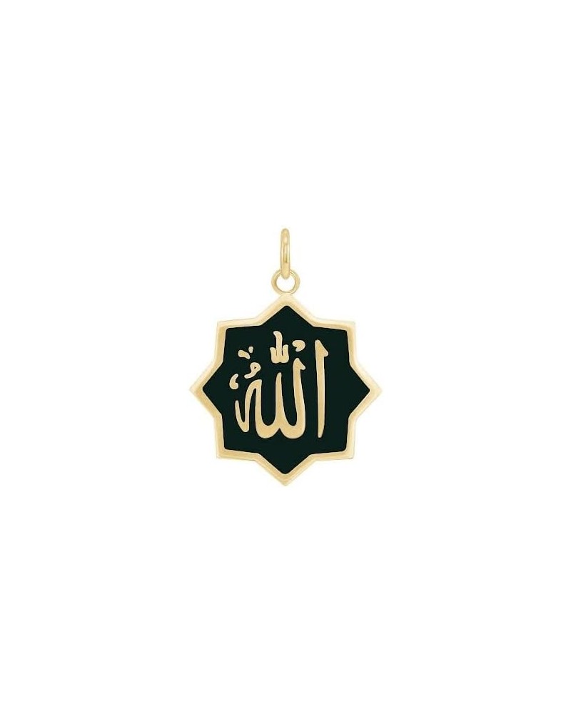 Allah Necklace Pendant in Solid 14k Gold, Made in America Pendant Only Black Enamel Yellow Gold $151.80 Necklaces