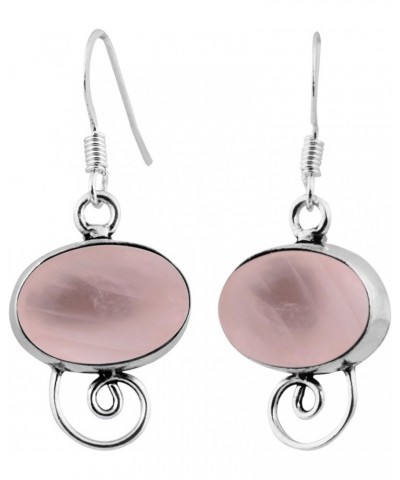 Gemstone Dangle Earrings For Women, Handmade Dangle Earrings For Women Rose Quartz $9.89 Earrings