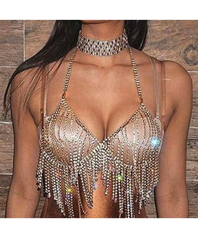 Rhinestone Sexy Bra Chains Shiny Crystal Tassel Underwear Necklace chains Summer Beach Bikini Nightclub chain Body Accessorie...