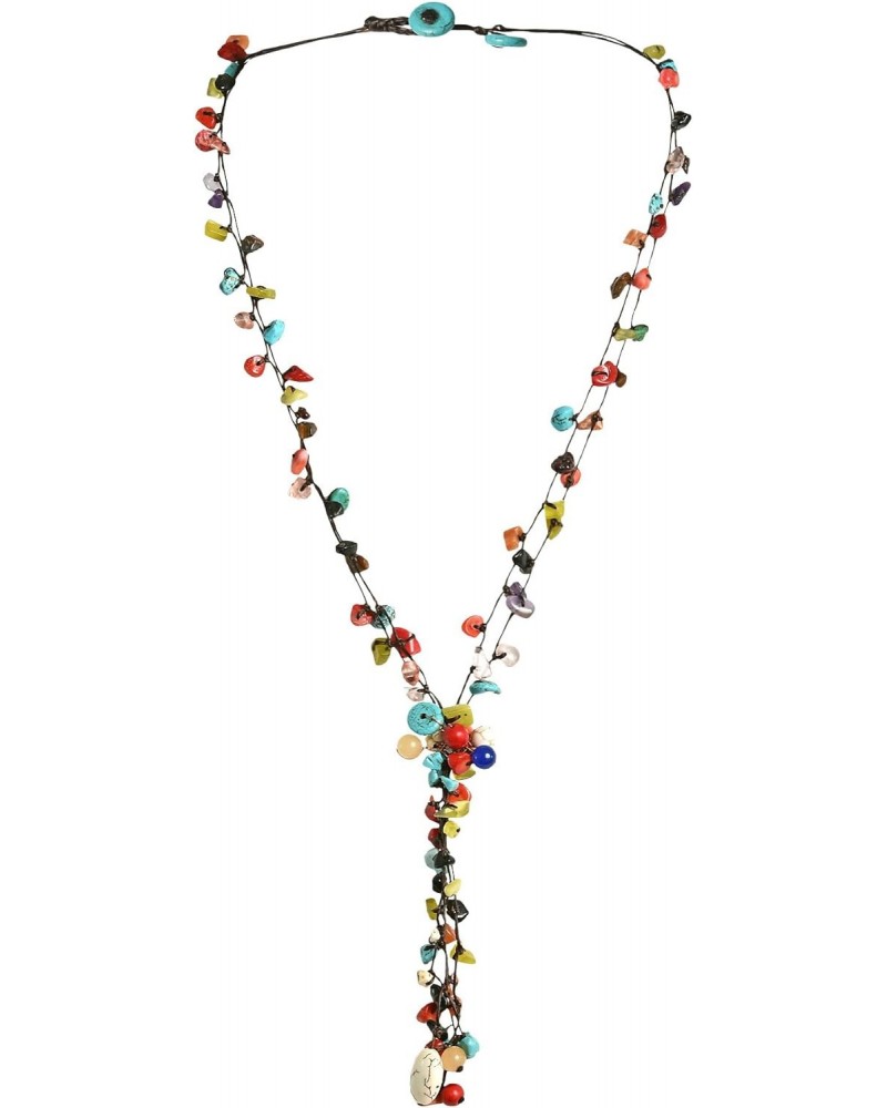 Elegant Handcrafted Colorful Cluster of Stones Multistrand Drop Statement Necklace, 25 inch $15.23 Necklaces