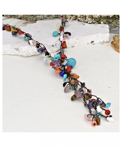 Elegant Handcrafted Colorful Cluster of Stones Multistrand Drop Statement Necklace, 25 inch $15.23 Necklaces