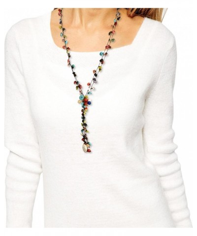 Elegant Handcrafted Colorful Cluster of Stones Multistrand Drop Statement Necklace, 25 inch $15.23 Necklaces