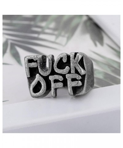 Stainless Steel Cool Statement Signet Ring Fuck Off Middle Finger Hip Hop Punk Biker Rings for Men Women Ancient Silver $8.92...