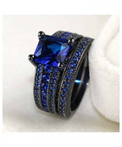 His and Hers Wedding Ring Sets Couples Rings Women 10K Black Gold Filled Blue Cz Wedding Engagement Ring Bridal Sets Men's St...