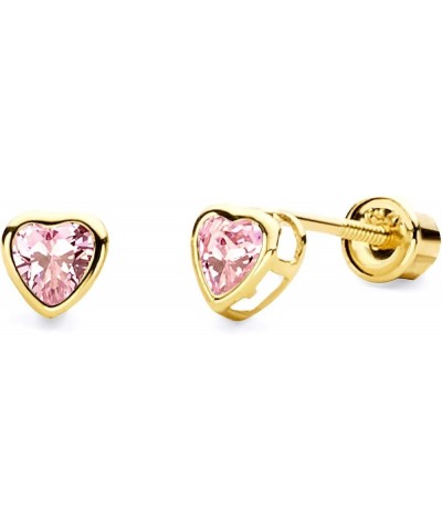 14k Yellow Gold 5mm Heart Bezel Set Stud Earrings with Screw Back - 12 Different Color Available Oct $21.00 Earrings